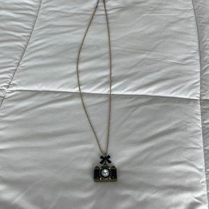 Betsy Johnson black and gold camera necklace